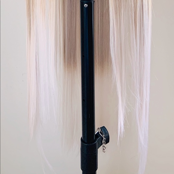 Long 36” Ombre Mocha Platinum Color Premium Fiber Lace Front Wig - Picture 5 of 13